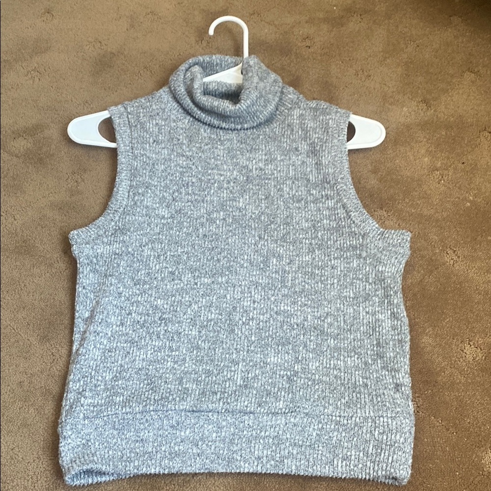 Gray Sleeveless Turtleneck Sweater